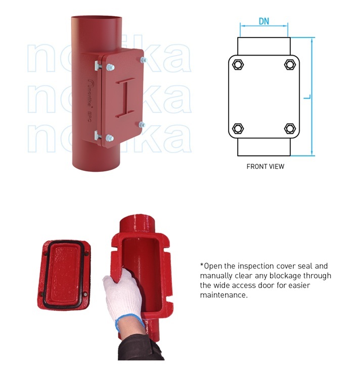 EPC - Fusion Bonded Epoxy Coated Hubless Short Pipe with Access Door